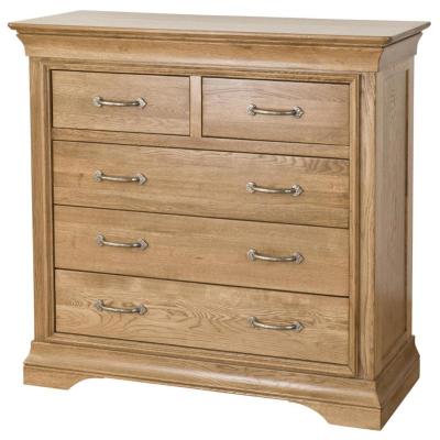 Limoges Solid Oak 5 Drawer Wide Chest